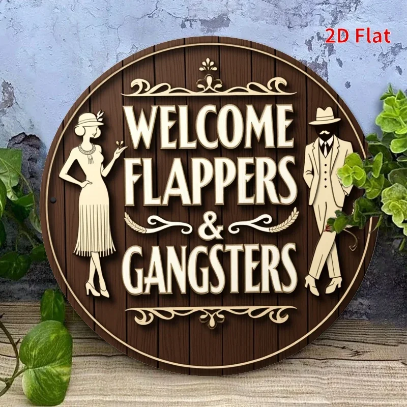 CIFbuy Vintage 1920s Prohibition Gangster Flapper Welcome Aluminum Wall Art Waterproof Wear Resistant Metal Sign Home Decor