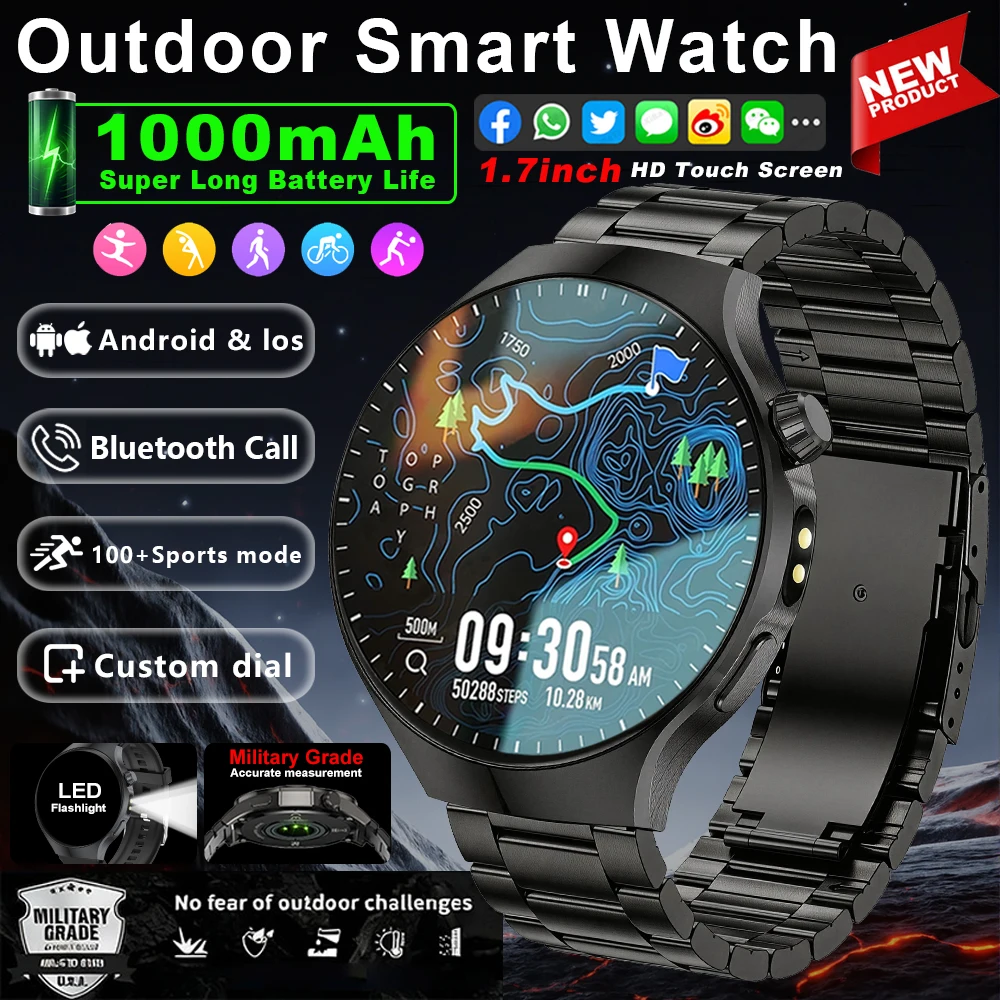 

Новые смарт-часы T-Rex3 Pro 2026 года для мужчин: 120 дней в режиме ожидания, аккумулятор 1000 мАч, прочные, для активного отдыха, GPS-трекер, спортивные, водонепроницаемые IP68, с функцией звонков