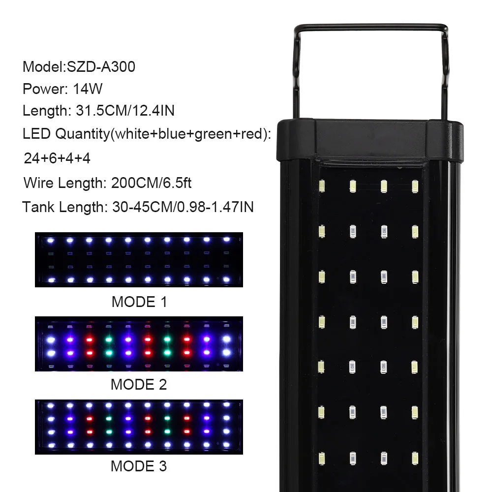 LZJV Aquarium-LED-Licht, superschlank, für Aquarien, Wasserpflanzen, Wachstumsbeleuchtung, wasserdicht, helle Clip-Lampe, RGB-LED, 31–120 cm, für Aquarien 7