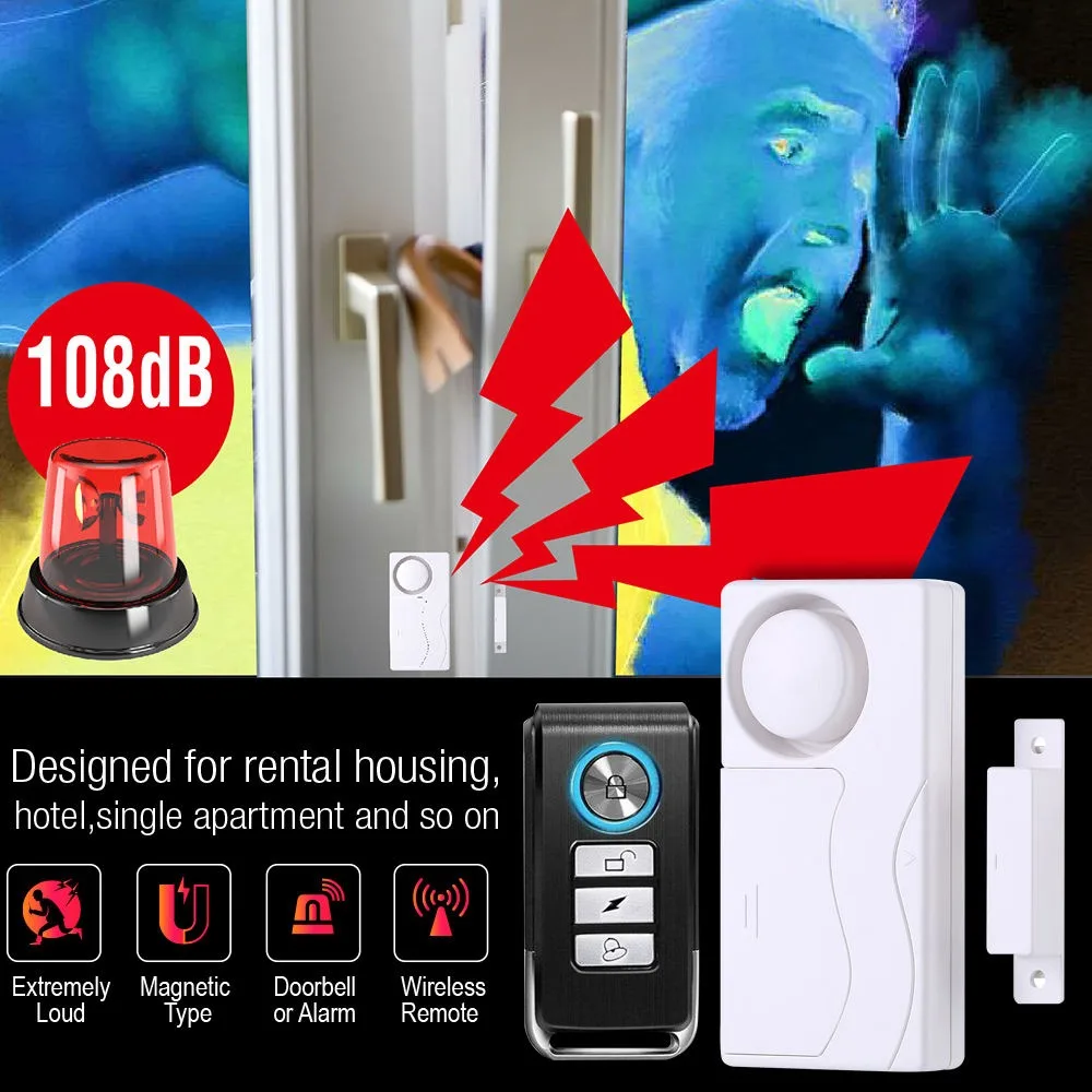 Wsdcam drahtloser Tür alarm mit Fernbedienung, Fenster öffnen Alarme, Hauss icherungs sensor, Pool alarm für Kinder sicherheit, Schieben (2er Pack)