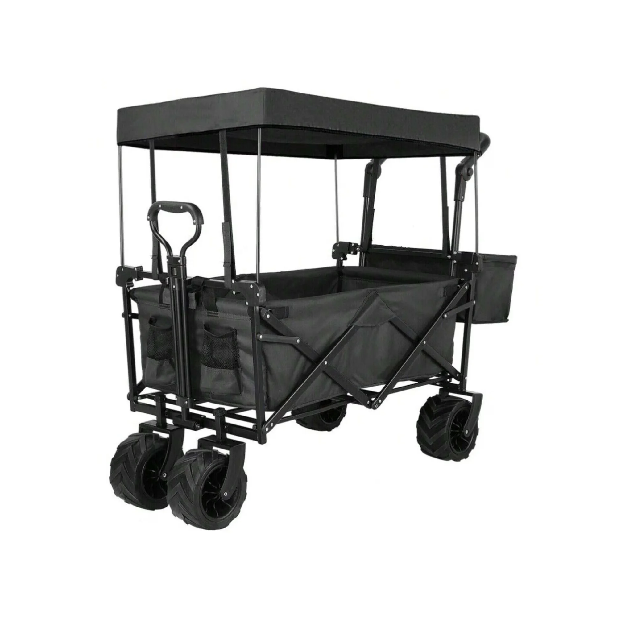 Heavy Duty Large Capacity Fold Beach Wagon Collapsible Utility Wagon Cart Outdoor Camping Trolley