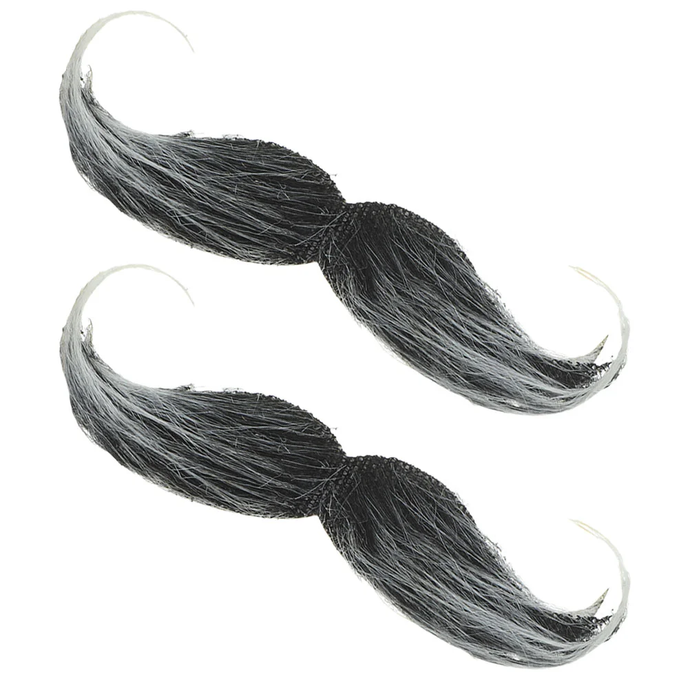 

2 Pcs Halloween Beard Grey Simulated Mustache Lifelike Props Cloth Artificial Child Realistic For Party Cosplay