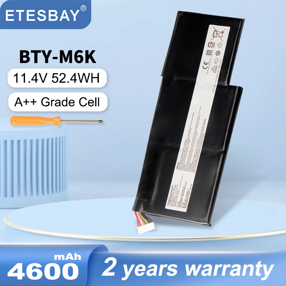 

ETESBAY BTY-M6K Laptop Battery For MSI Stealth Pro MS-17B4 MS-16K3 GS63VR 7RG-005 GF63 Thin 8RD 8RD-031TH 4600mAh/52.4WH