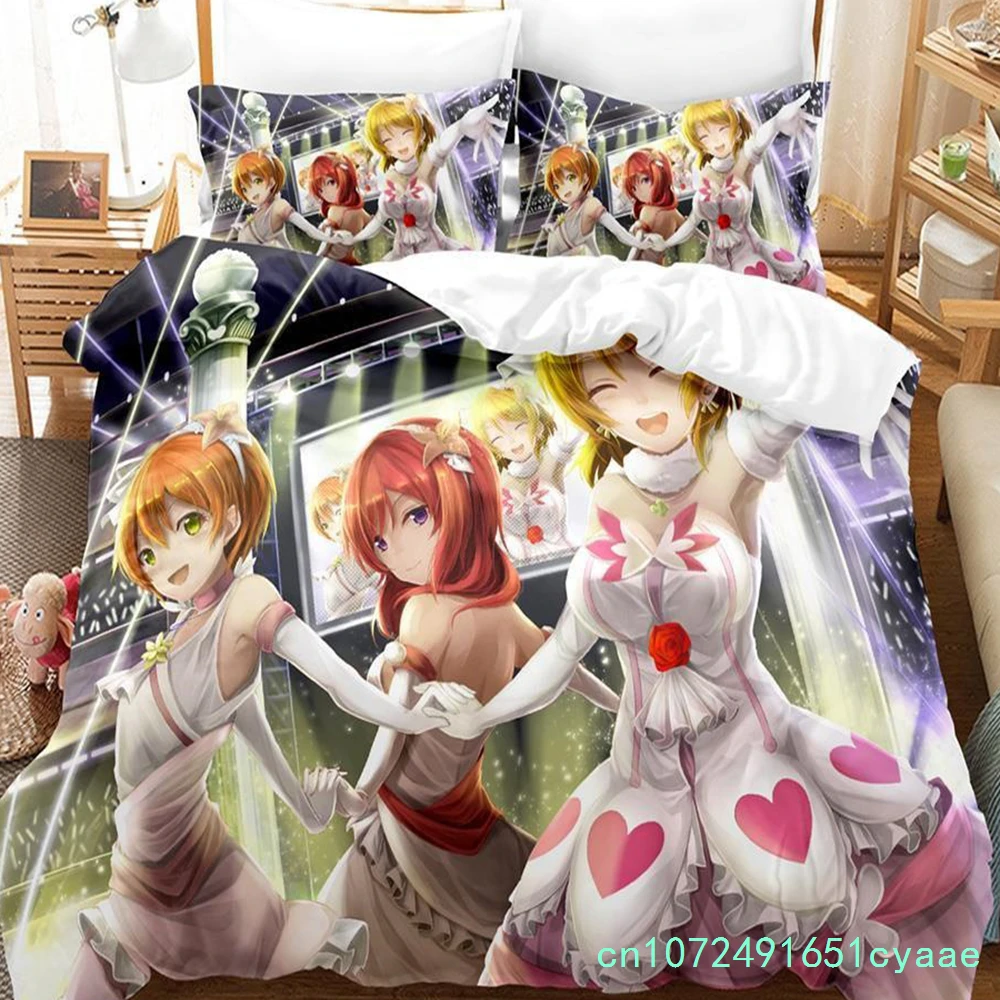 3D Printed Anime Kawaii Girs Love Live! Bedding Set Single Twin Full Queen King Size Bed Set Adult Kid Bedroom Duvetcover Sets