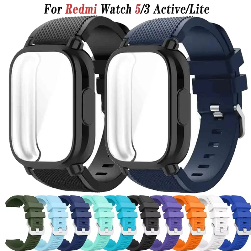 �y�Z�[�����zRedmi Watch 5 Active/5 Lite/3 Active/3 Lite�p �X�}�[�g�E�H�b�`�����p�V���R�����X�g���b�v+�P�[�X�A�o���h�J�o�[