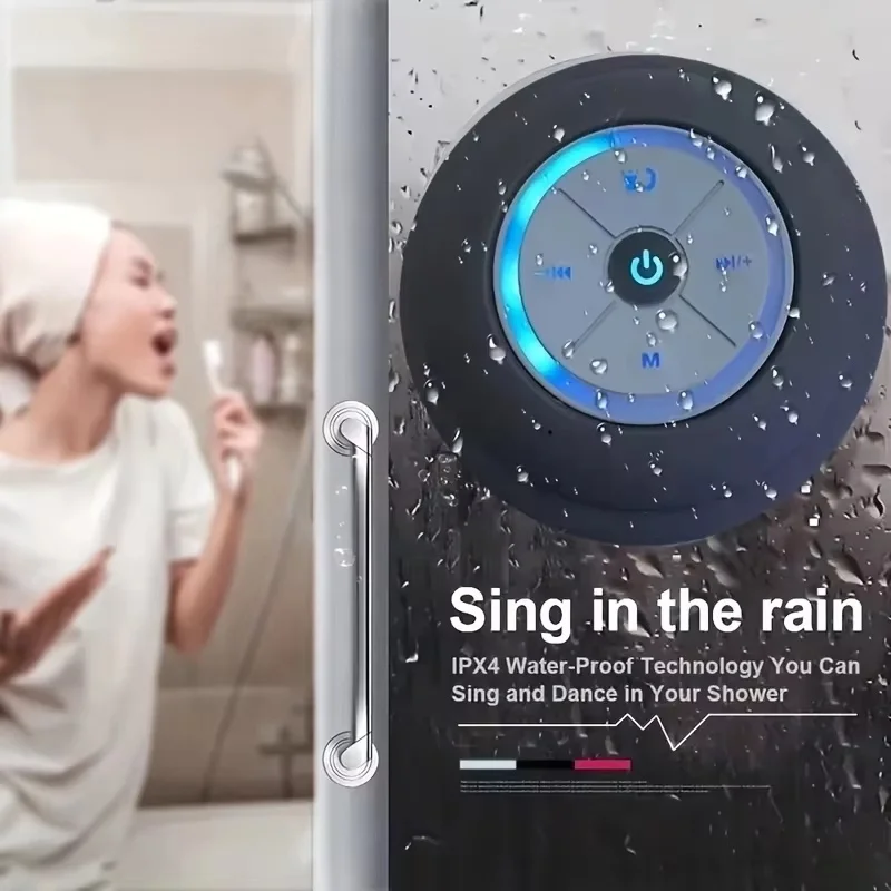 Portable Bluetooth Audio Loudspeaker IPX4 Waterproof Led Lights Speaker Outdoor Large Suction Cup Speaker For Shower Bathroom