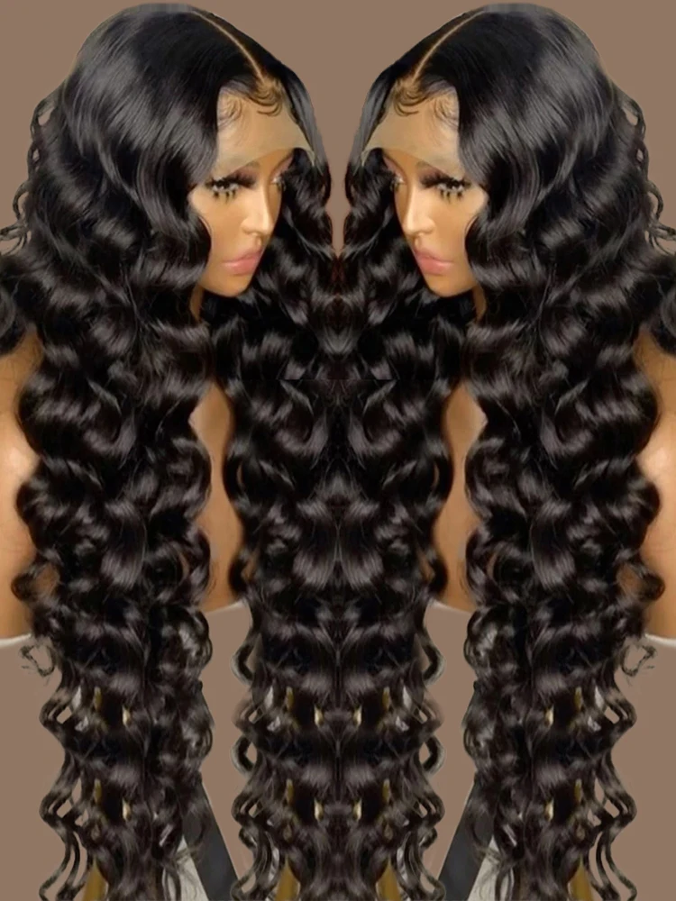 

42-дюймовый свободный парик из натуральных волос с глубокими волнами, бразильские натуральные волнистые вьющиеся парики, человеческие волосы 13x6 HD, кружевной фронтальный парик для женщин