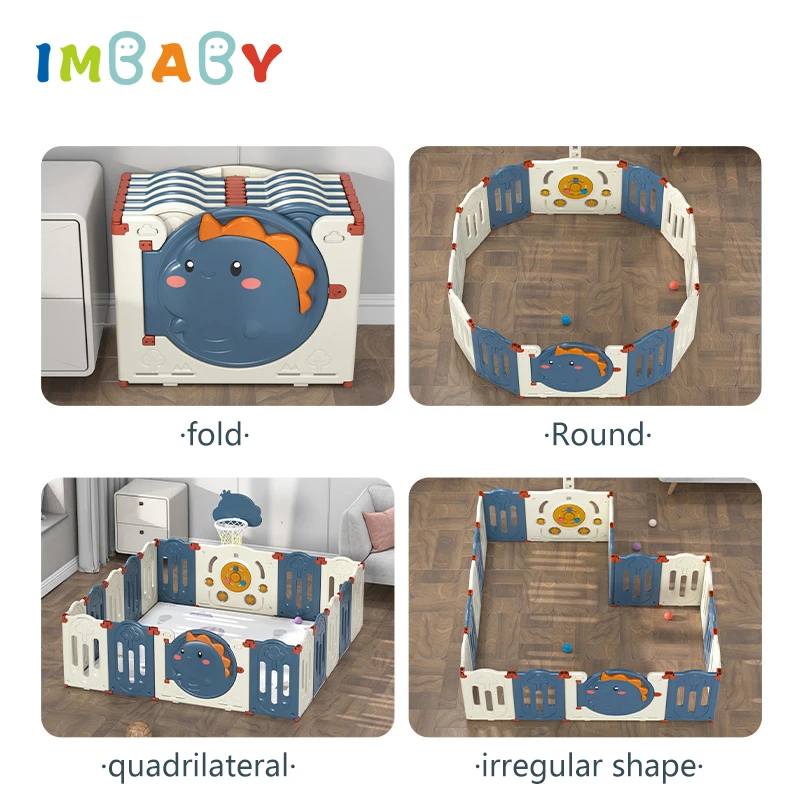 IMBABY Baby Playpen Foldable Playpen for Children with Ball Rack Baby Games Fence Shape Changeable Baby Corralitos Baby Toys