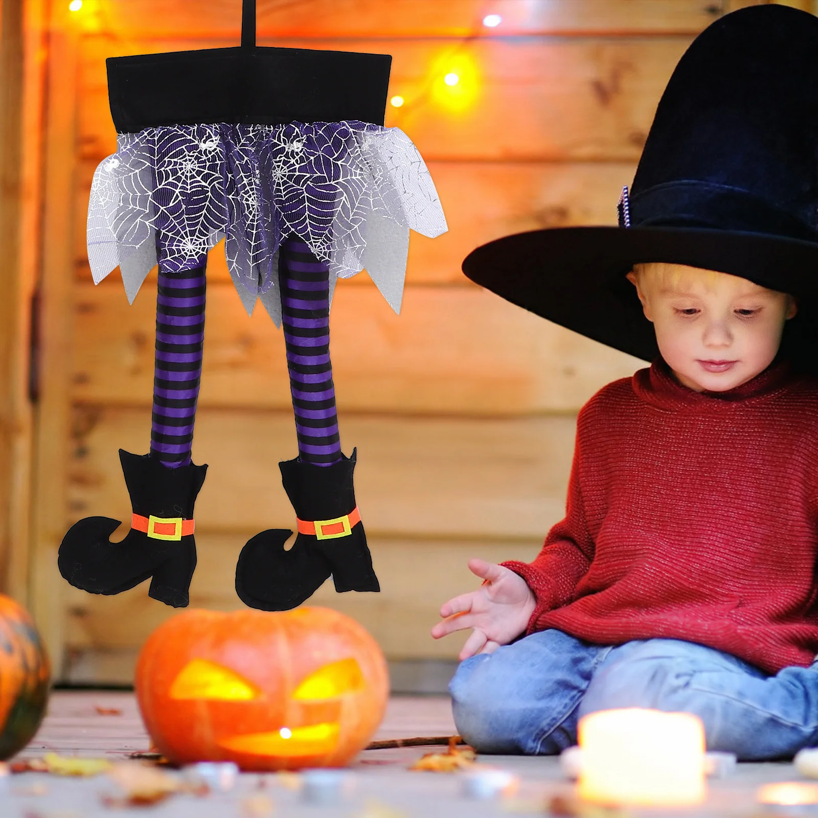 

2Pcs Halloween Witch Legs Hanging Ornament Unique Cloth Pendant Spooky Decoration for Party Haunted Festival Decor