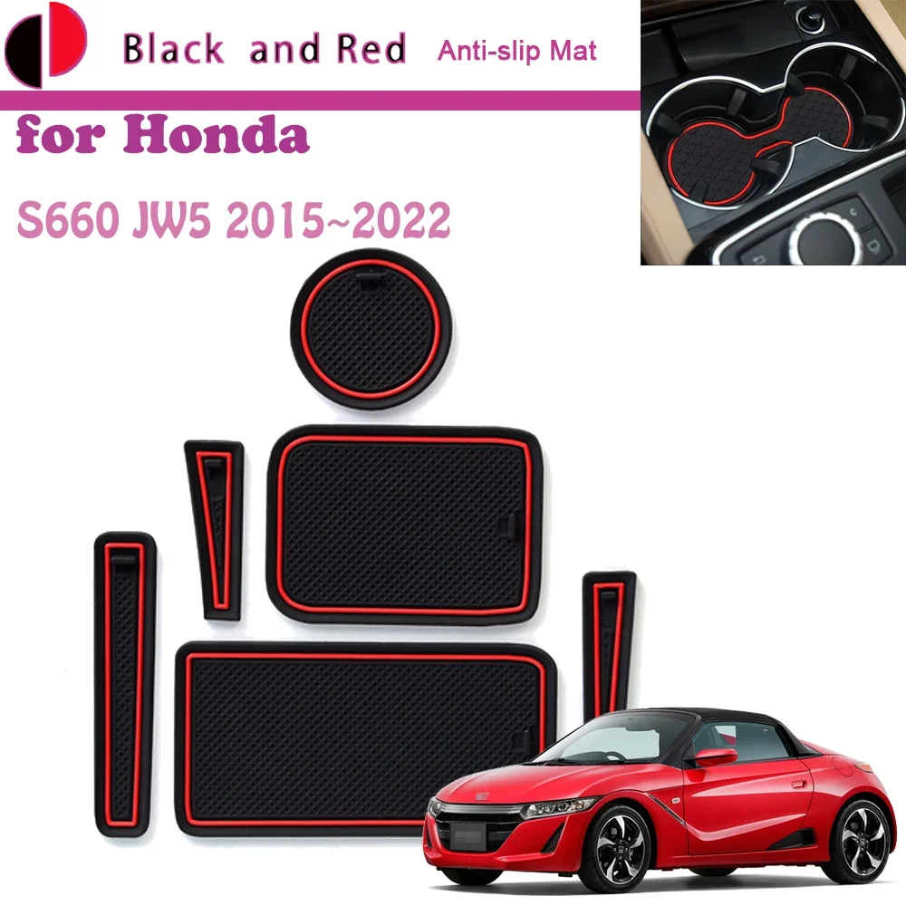 Rubber Mat Door Groove Cup for Honda S660 JW5 2015~2022 2016 2017 Cushion Gate Storage Slot Coaster Dust-proof Sticker Auto Part