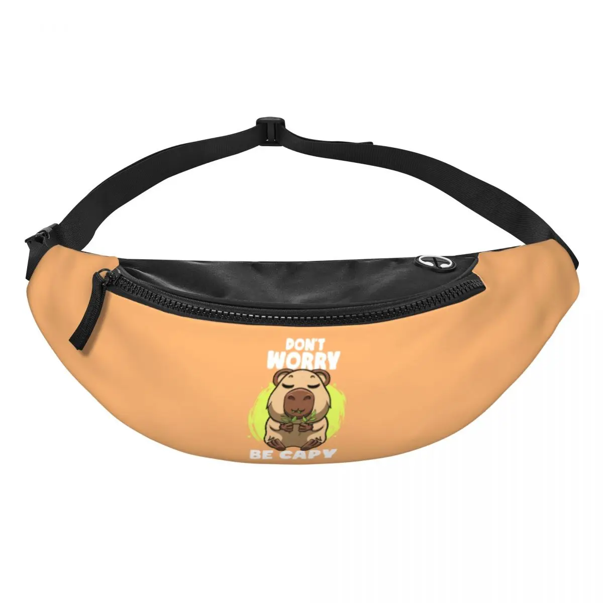 Funny Capybara Face Fanny Pack Men Women Custom Don't Worry Be Capy Crossbody Waist Bag for Travel Hiking Phone Money Pouch