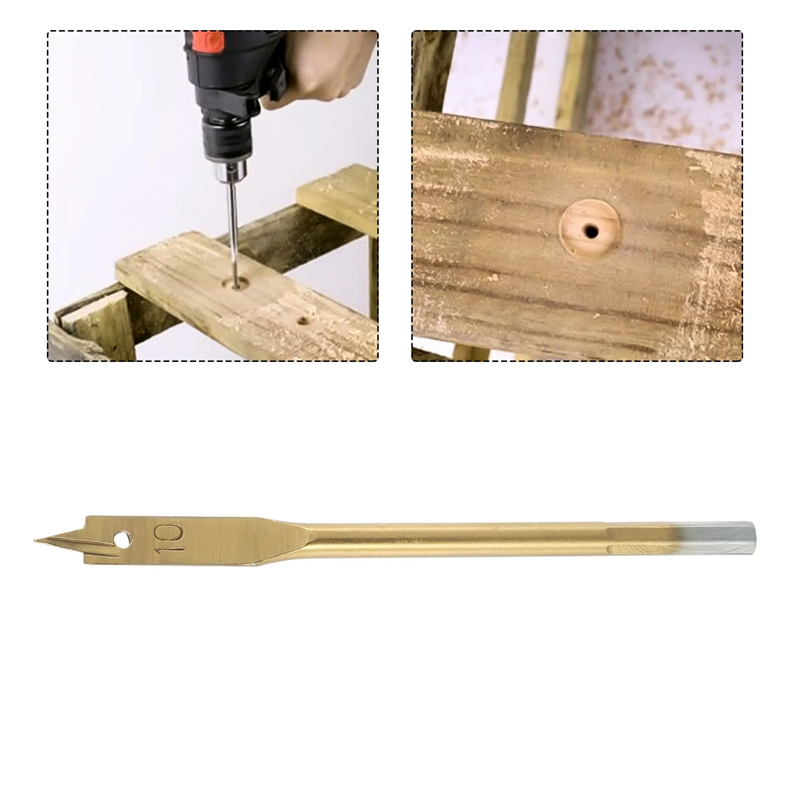 Brand New Drill Bit Wood Drilling Two Edge Plus Two Edge 1pc Accurate Positioning Flat Gold HCS High-carbon Steel