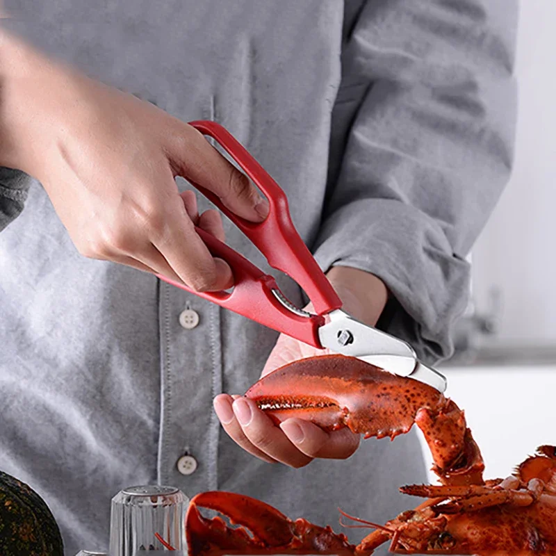 Stainless Steel Seafood Scissors Shrimp Crab Shellfish Peeler Peeling Scissors Seafood Tools Multifunctional Kitchen Scissors