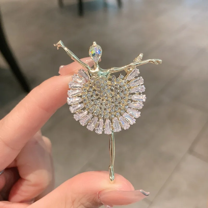 Luxury Rhinestone Dancing Girl Fairy Brooch Pin For Women Girls Crystal Butterfly Wings Brooch Wedding Bride\'s Accessories