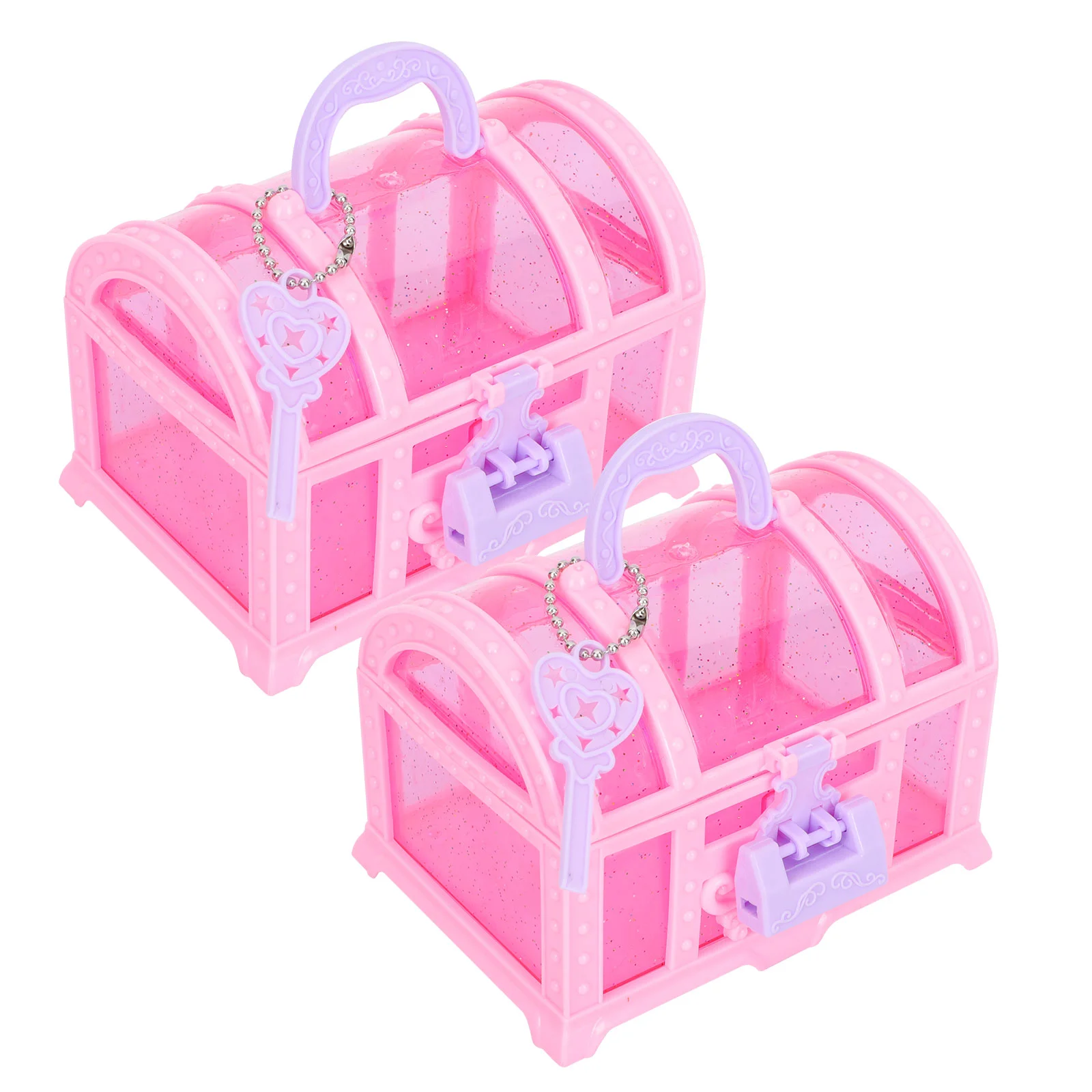 2 Pcs Treasure Chest Children's Gift Organizer Box Kids Jewelry Container Plastic