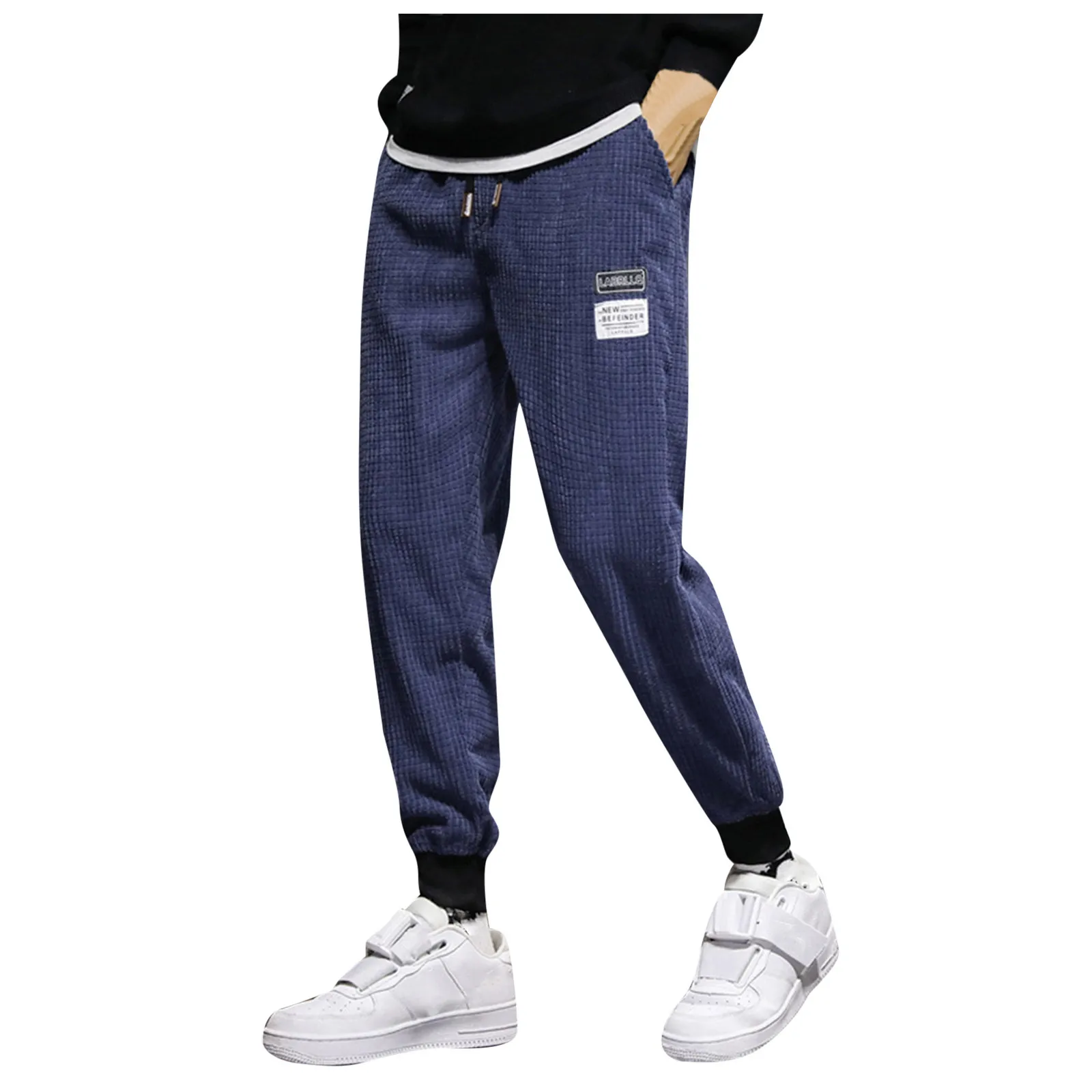 

Baggy Harem Hip Men Pants Track Cuff Solid Color Loose Drawstring Man Trousers Y2k Clothes With Pocket Pantalones Gym Work