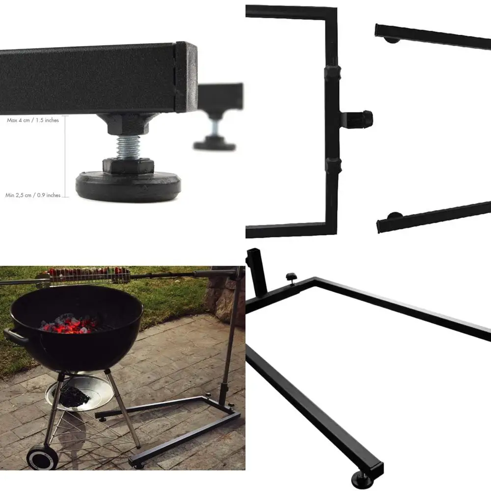 

Sturdy Steel Rotisserie Grill Stand - Fits Most BBQs & Ovens, Perfect for Roasting Various Meats, Black Matte Finish