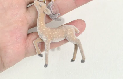 1pair 2pcs 3D Flocked Sika Deer Earring Charms Resin Christmas Elk Pendant For Keychains Necklace DIY Winter Jewelry Make  ﻿