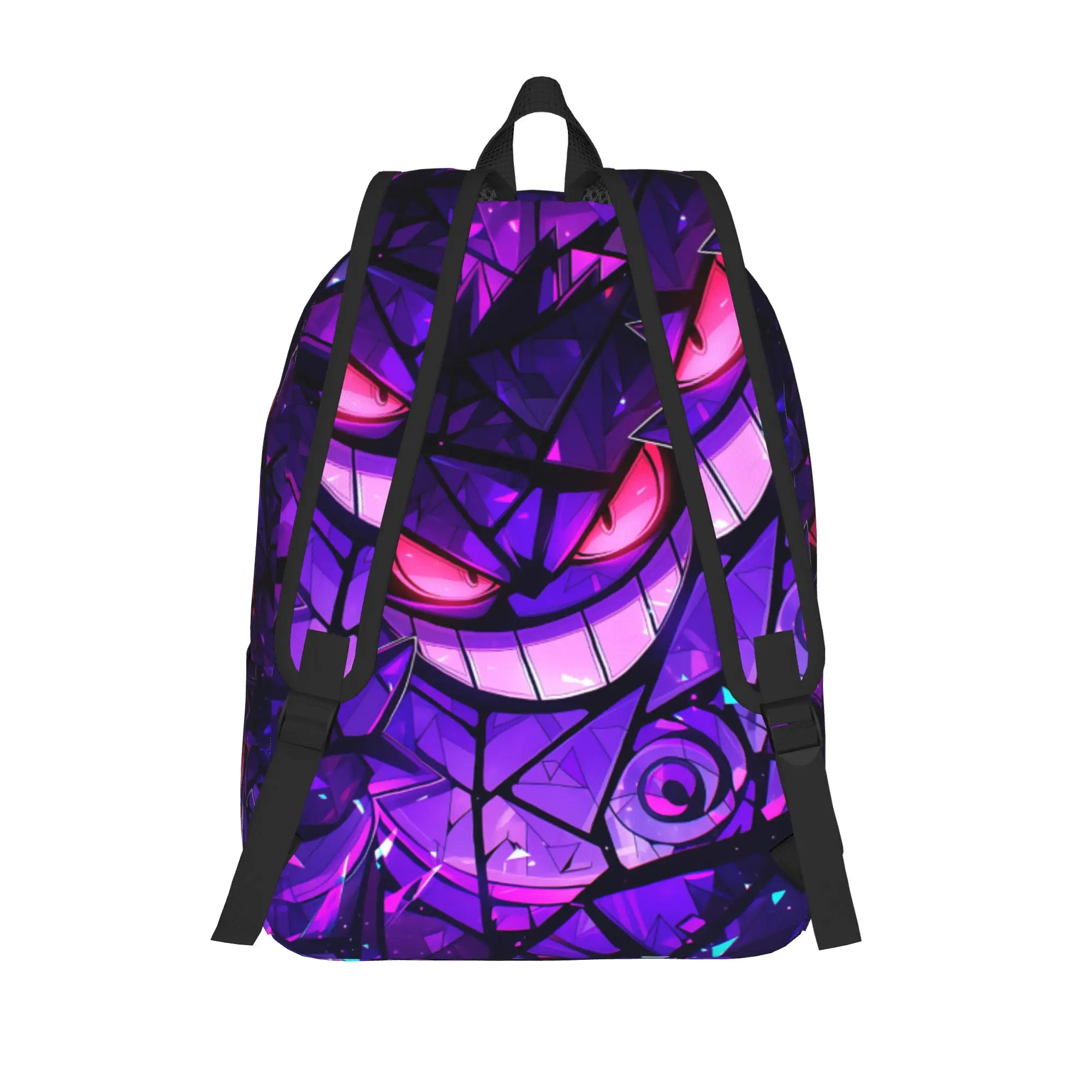 Fashion Pokemon Gengar Crack Texture Backpack  Mochilas Versatile High School Zipper Closure Rucksack