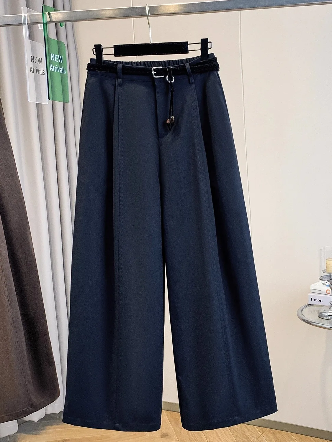 High Waist Draped Wide Leg Pants Women's Autumn Casual Straight Cut Long Trousers Coffee Color Retro Sle plus Size