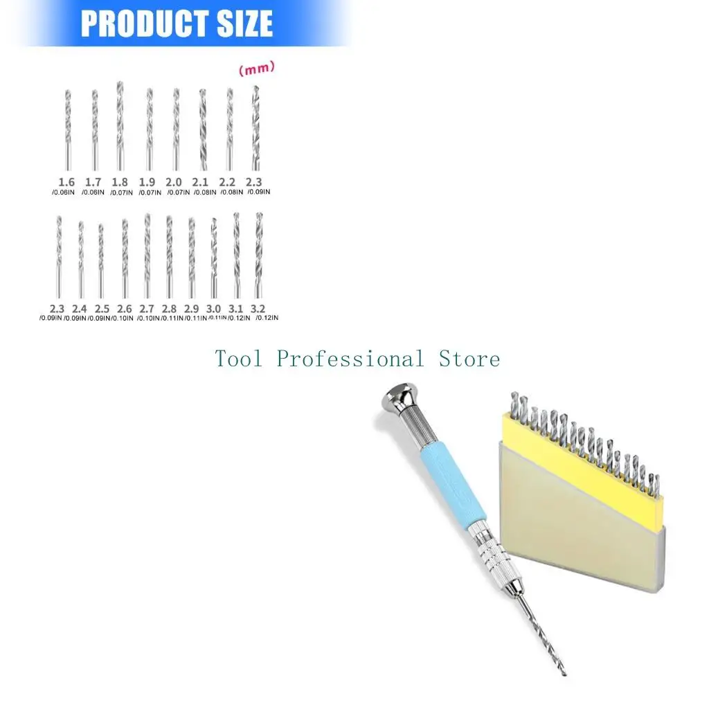 57QF 1.6-3.2mm High Speed Steel Twist Drill Bit Set Mini HSS Drill Bits Set Hole Drilling Tool for DIY Resin