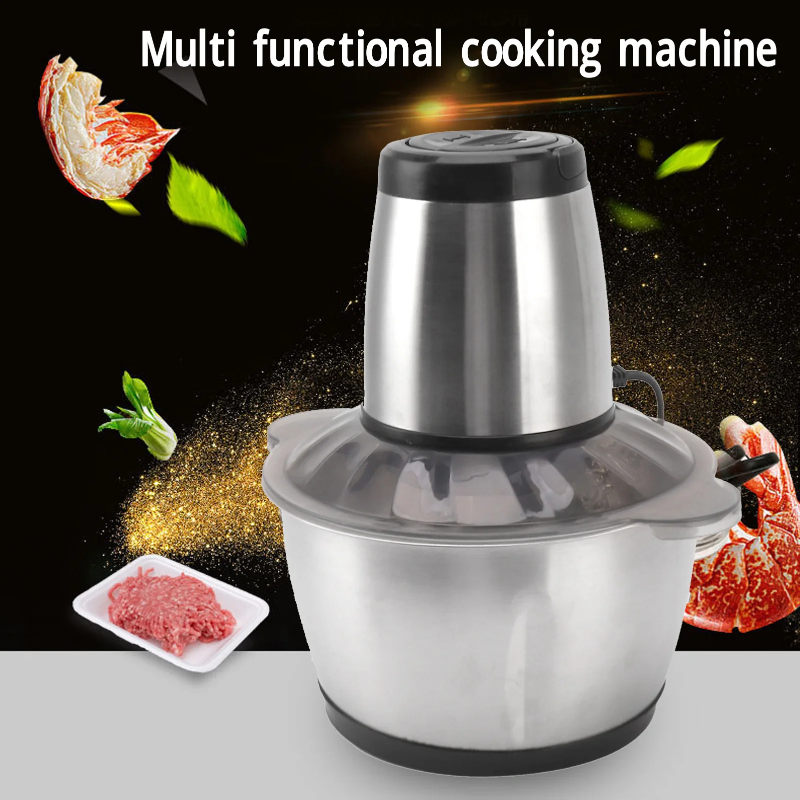 

200W 2L Capacity Electric Chopper Meat Grinder Mincer Food Processor Slicer,Multifunctional Mini Electric Food Chopper 220V