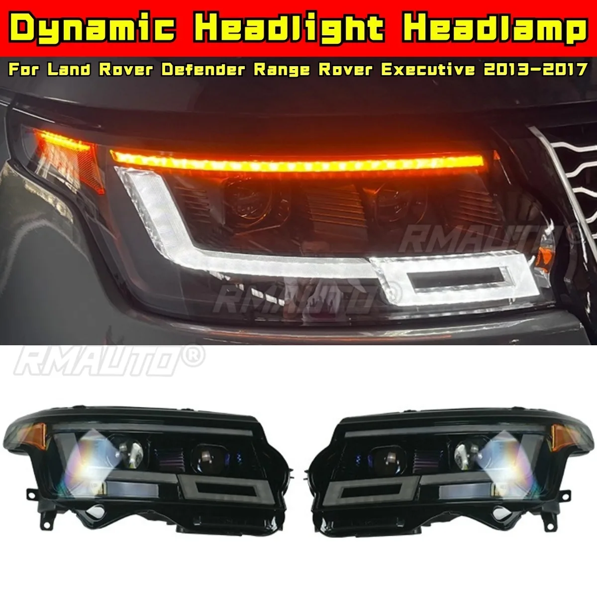 Dynamic Headlight Headlamp Daytime Running Light For Defender Range Executive 2013-2017 Car Accessories
