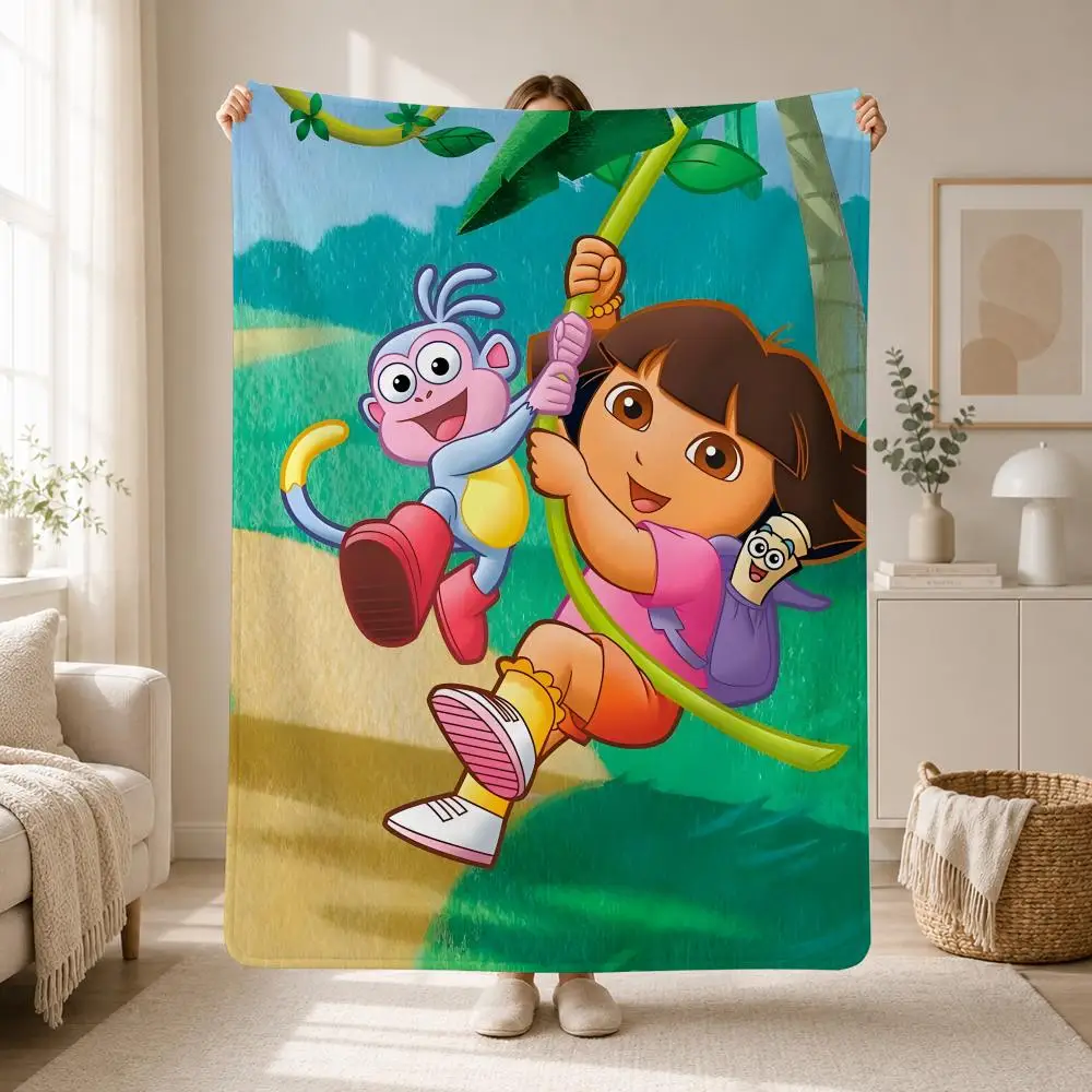 Educational Kids Cartoon Dora The Explorer Throw Soft Plush Flannel Throw Blanket Sofa Bed Travel Home Decor