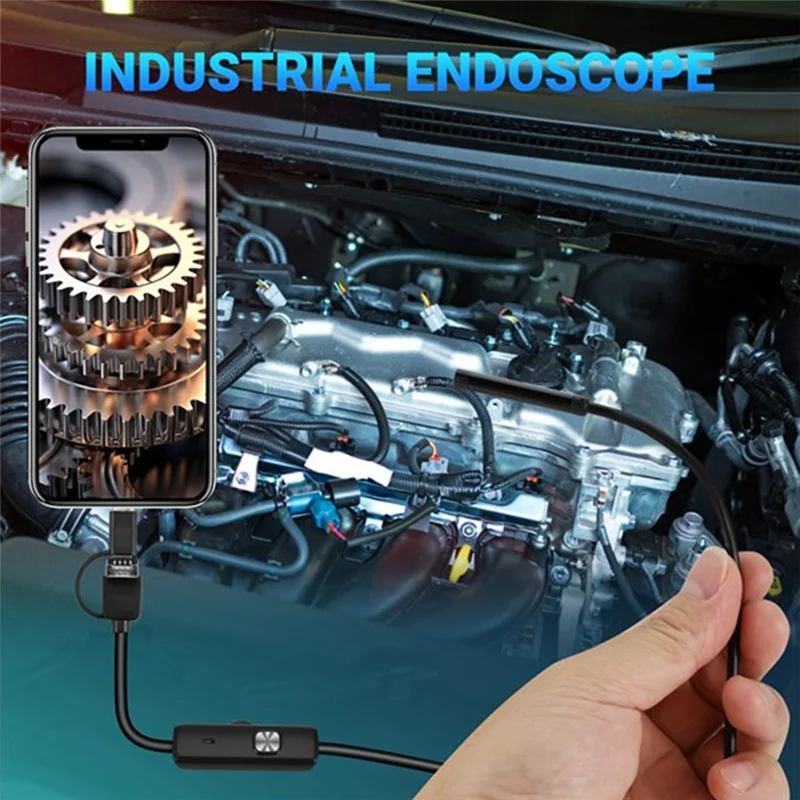 

3 In 1 Sewer Industrial Endoscope 5.5Mmx10m Piping Endoscopy USB Flexible Snake Camera Car Borescope For Android