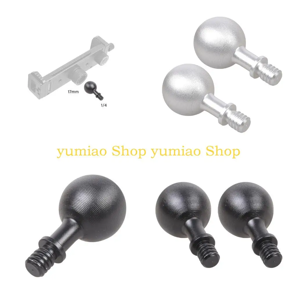 587B 2Pcs Strong Aluminum 17mm Ball Head Adapters 1/4inch Female Screw Thread Suitable for Magnetic Phone Holder Accessories