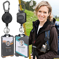 1/2pcs Retractable Badge Holders Keychain Strap ID Badge Reel Strap Steel Retractable Rope Multifunctional Outdoor Card Holder