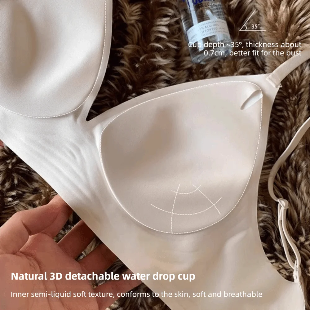 Breathable Seamless Bras for Women Thin Straps Adjustable Push Up Underwear Soft Anti-sagging No Steel Rings Bra Festival Gifts - view 5
