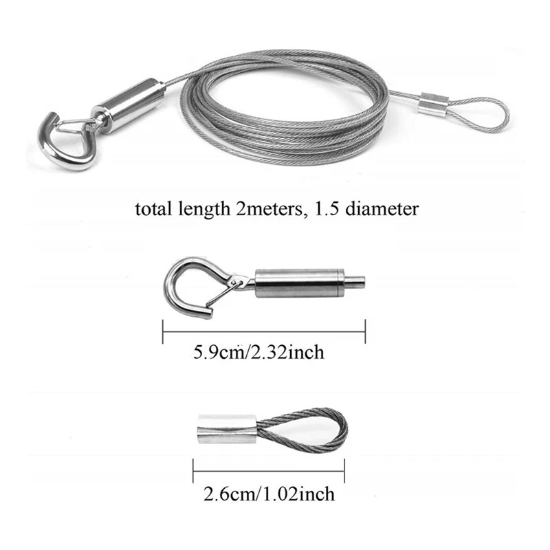 الثقيلة الفولاذ المقاوم للصدأ سلك حبل ، قابل للتعديل صورة معلقة سلك للمرآة ، معلقة مصباح ضوء الأجهزة ، حار ، 6 قطعة ، 2 متر