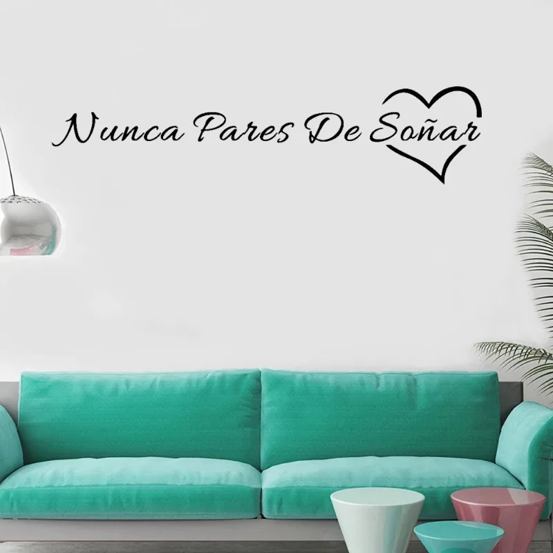 Car self-adhesive stickers, modern Spanish, never stop dreaming, phrases, wall art, office, school, living room