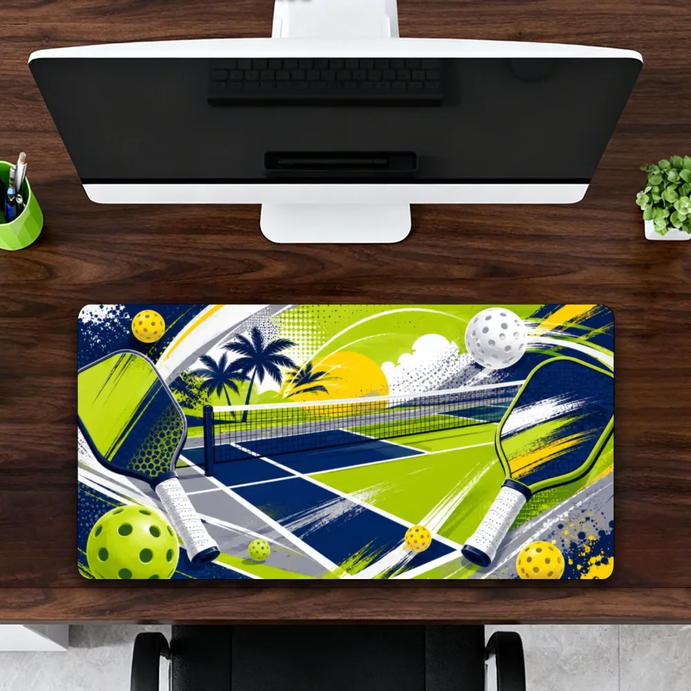 Vitality Pickleball Sport Style Desk Mat - Green and Blue Contrasting Color Extra Large Mouse Pad Office Gaming Keyboard Pad
