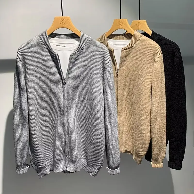 

Осенне-зимний мужской свитер большого размера 250 Pou New F Zip Ne Knitwear, повседневный, в японском стиле, с длинными рукавами