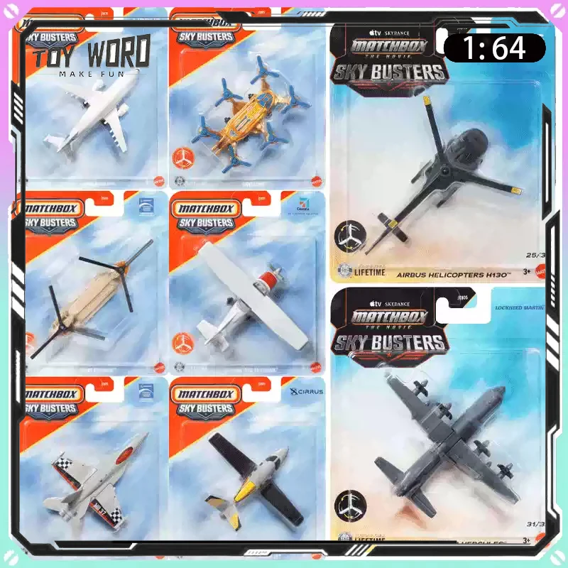 New MATCHBOX Sky Busters Diecast Airplane Model Movie Co Branded Simulated Civil Jet Military Fighter Helicopter Ornament Gift