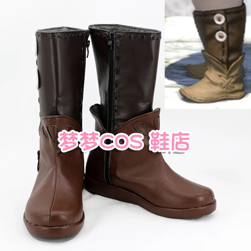 

Final Fantasy XIV FF14 Lalafell Cosplay Costume Shoes Brown Handmade Faux Leather Boots