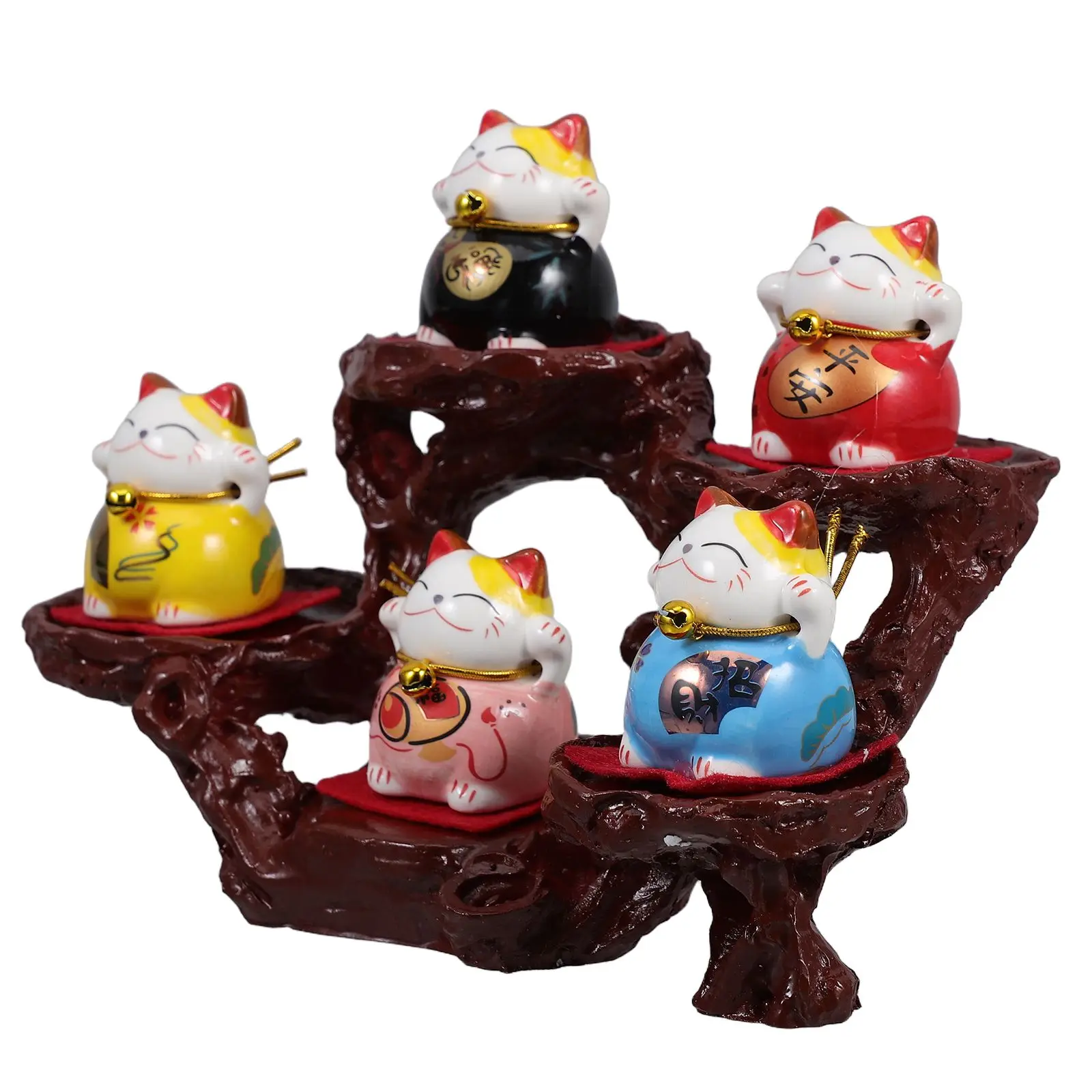 

5pcs Lucky Aesthetic Ceramic Figurines Mini Statuettes Car Dashboard Decoration Good Luck Charm Compact Placement