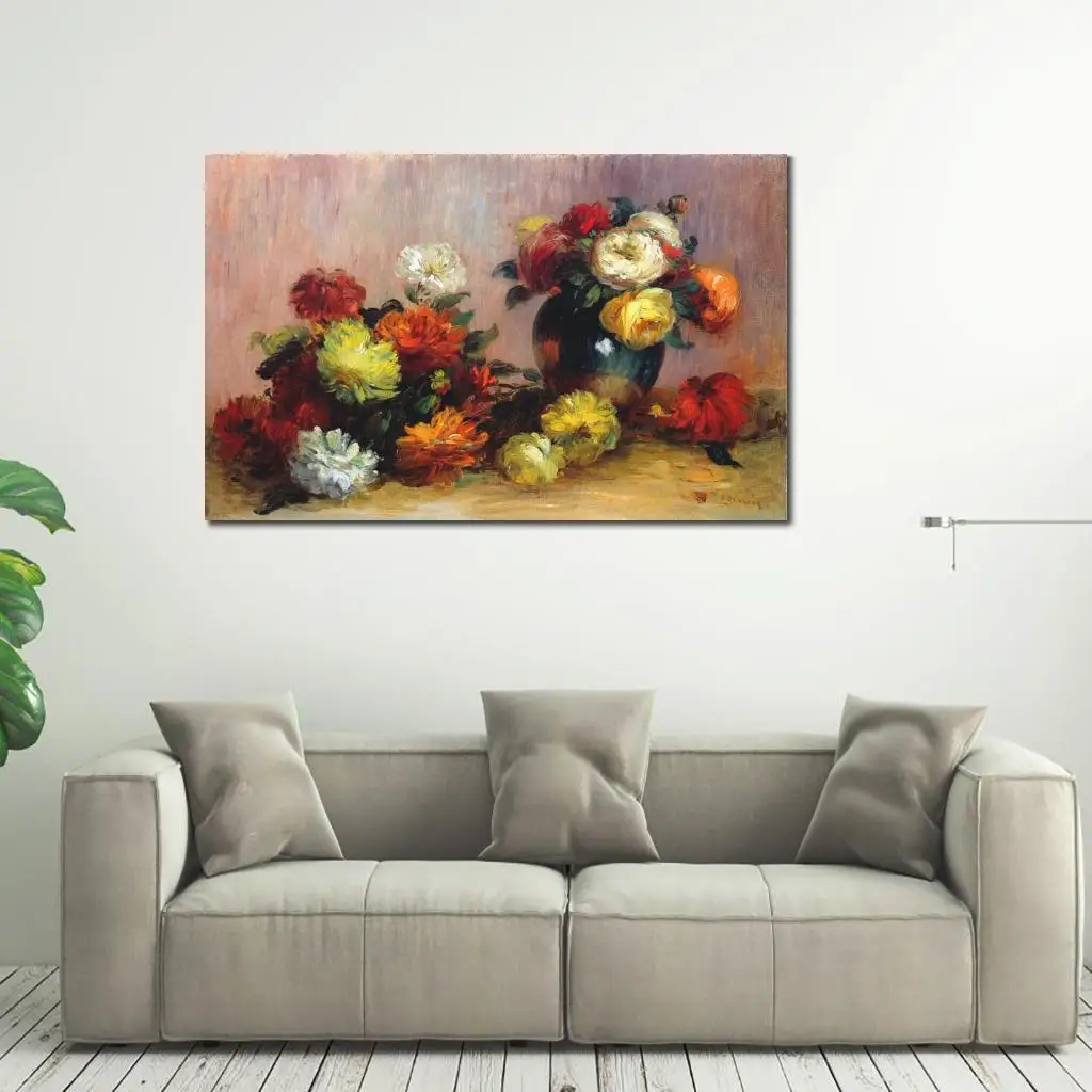 Imagem -02 - Arte da Lona Bouquets de Flores Pierre Auguste Renoir Pintura à Mão Pintura Colorida Ainda Vida Arte Alta Qualidade Decoração Casa