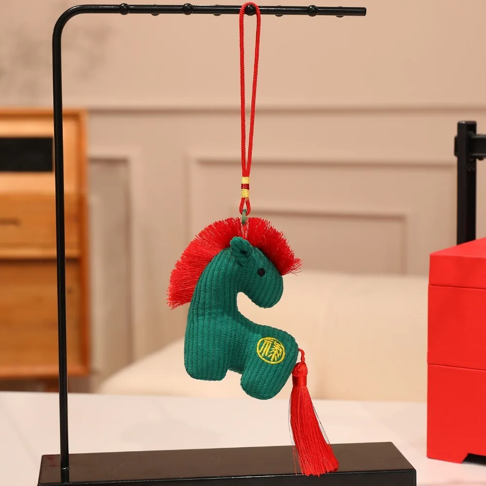 

Key Ring Pendant Cartoon Horse Keychain Handmade Soft Horse Pendant Chinese Style 12cm Zodiac Pony Figurine New Year Gift