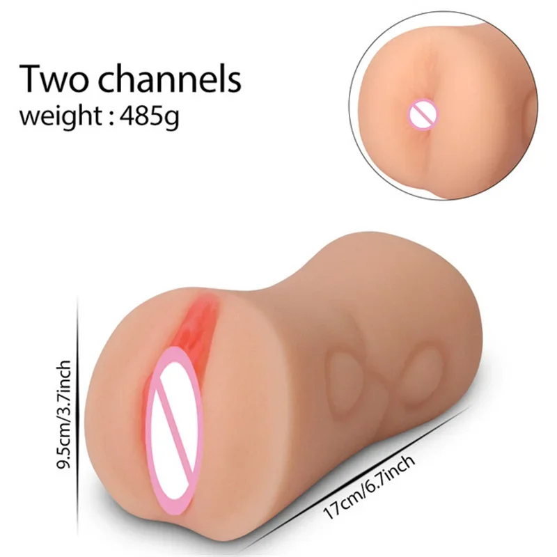 2 in 1 Male Masturbators Cup Realistic Vagina Anal Toys For Men Brownish Skin Real Pussy Deep Sucking Telescopic Adult Product