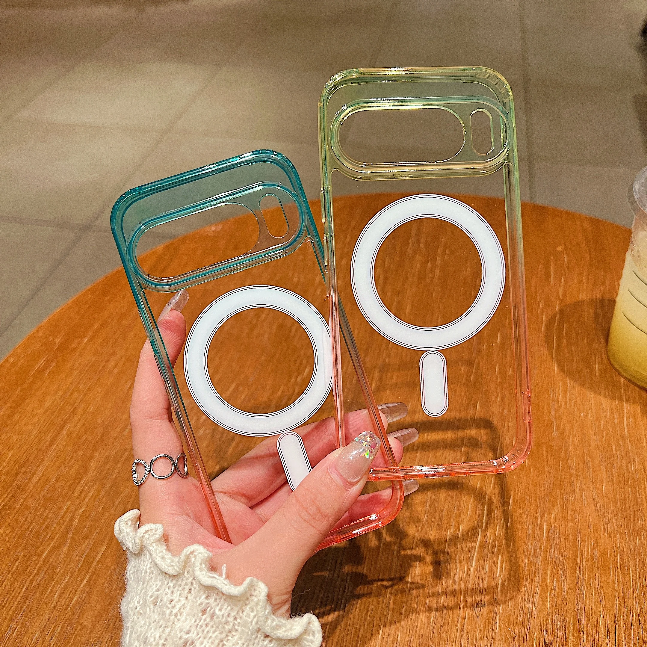 Pixel 10Pro Double Color Gradient for Magsafe Magnetic Case For Google Pixel 10 Pro Transparent Ultra Thin Wireless Charge Cover - náhled 5