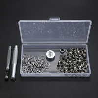 100 Sets Clothes Shoes Bag Leather DIY Grommets Tool Kit 1/4 inch Grommets Eyelets Button + 3PCS Setting Tools + Storage Box