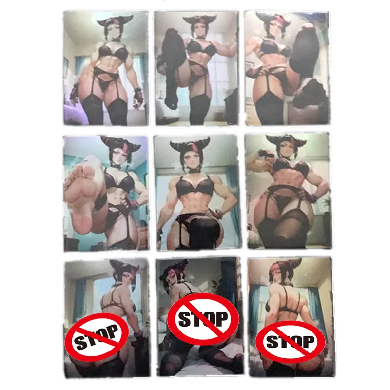 9pcs/set Anime Sexy Fighting Game Cards Street Fighter Han Juri Sex Underwear Adult 18+ Nude Photo Toys and Gift Collection Card