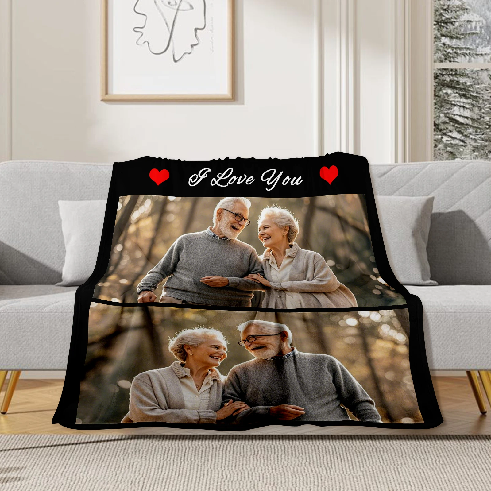 Customized Blanket Exclusive Happy Moments Sweet Stroll with Partner In Hand Creative Gift For Partner Sofa Bedroom Available