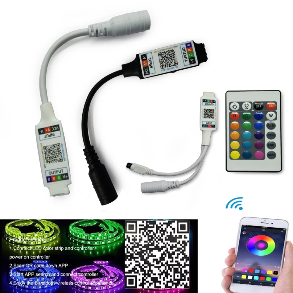 

LED RGB Controller Bluetooth-compatible DC5V 12V 24V Music Smart APP Controller Light Strip control For 5050 RGB LED Strip