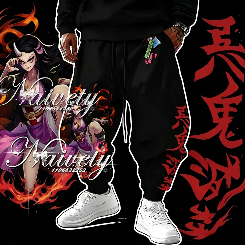 Pantalones de Secado Rápido con Estampado Gráfico 3D de Demon Slayer Nezuko Kamado, Verano 2026, Ropa Urbana Moderna para Hombres, Mujeres y Niños, Pantalones Casuales Y2k