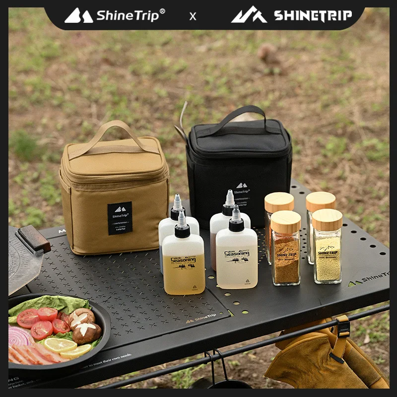 

ShineTrip-Outdoor Camping Spice Bottle Set, Picnic Seasoning Box, Oil Bottle Dispenser Jar, Bamboo Wooden Lid, Sealed Spice Jar