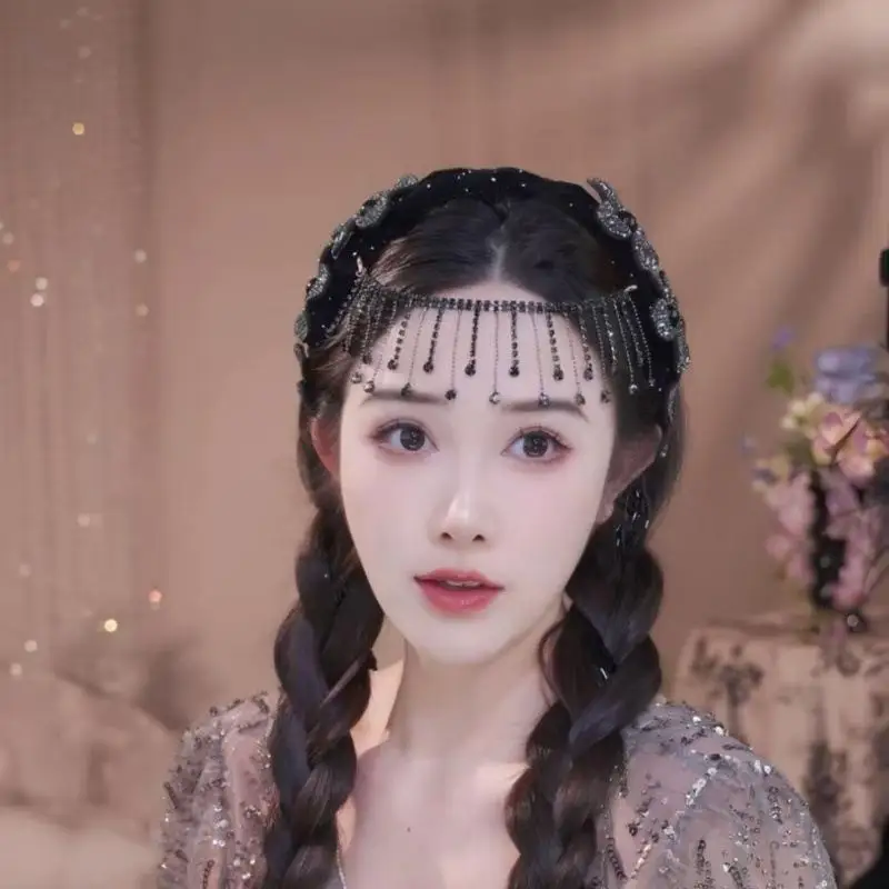 طوق شعر على شكل زهرة من حجر الراين اللامع للعرائس، عصابة رأس لحفلات الزفاف، هدايا لغطاء الرأس